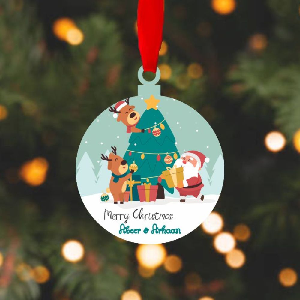 Personalised Ornament - Santa & Reindeer