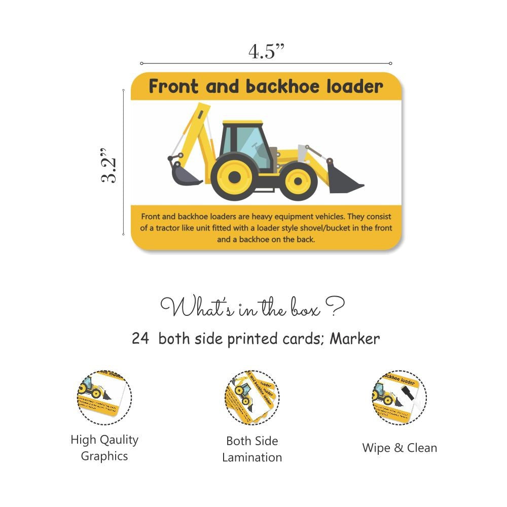 Construction Tools and Vehicles Flash Cards