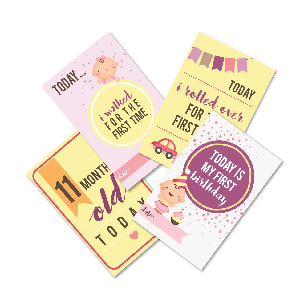 Baby Girl milestone cards - Pack of 24