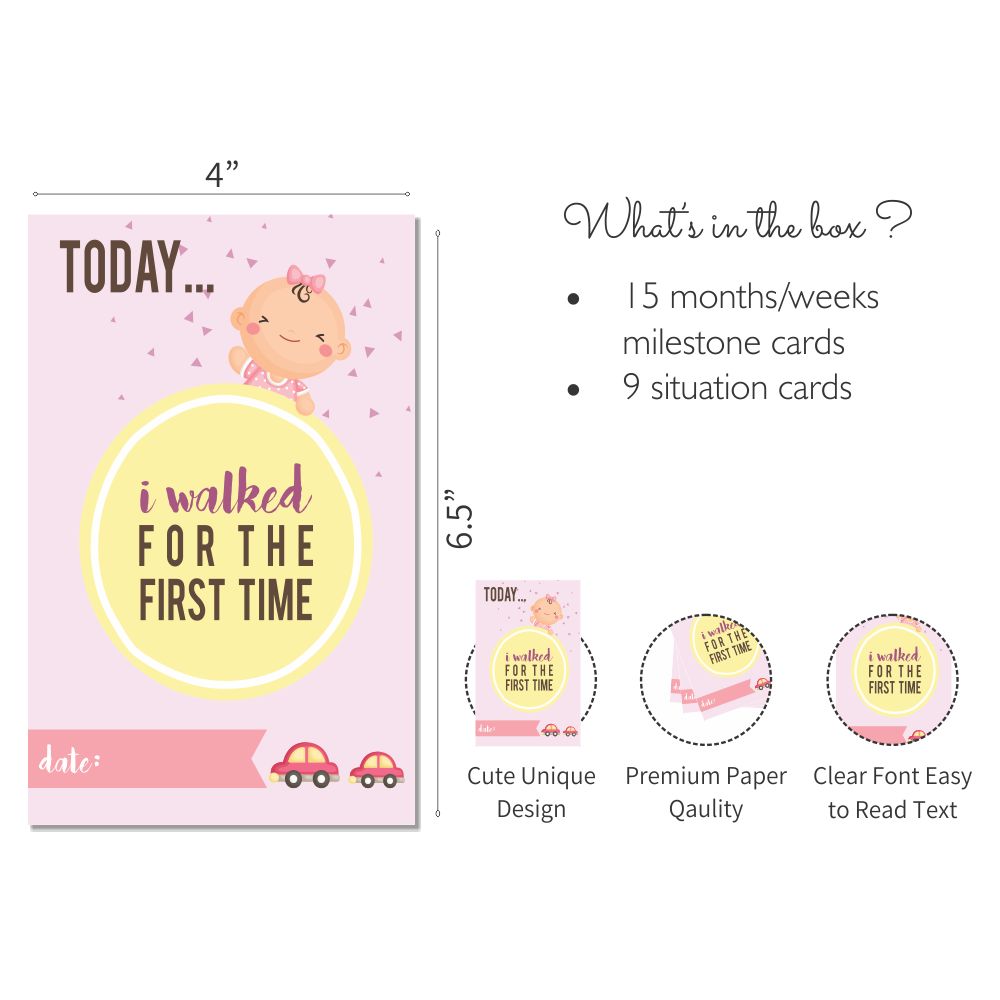 Baby Girl milestone cards - Pack of 24