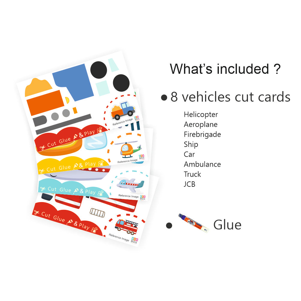 Cut & Glue activity - Vehicles