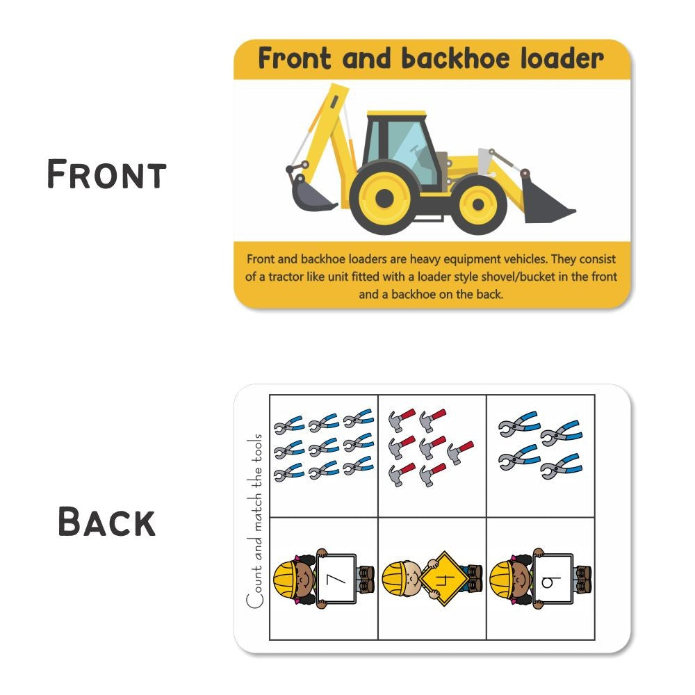 Construction Tools and Vehicles Flash Cards