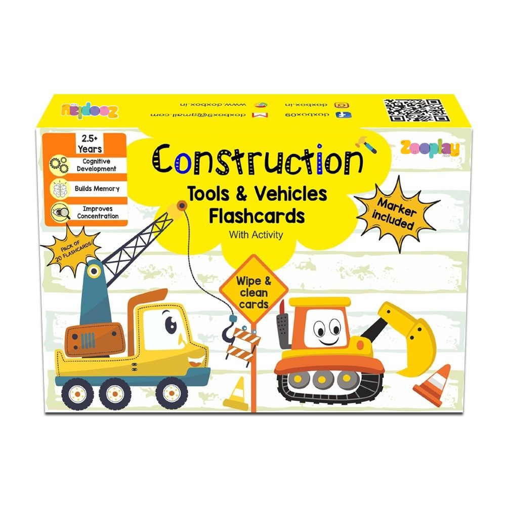 Construction Tools and Vehicles Flash Cards