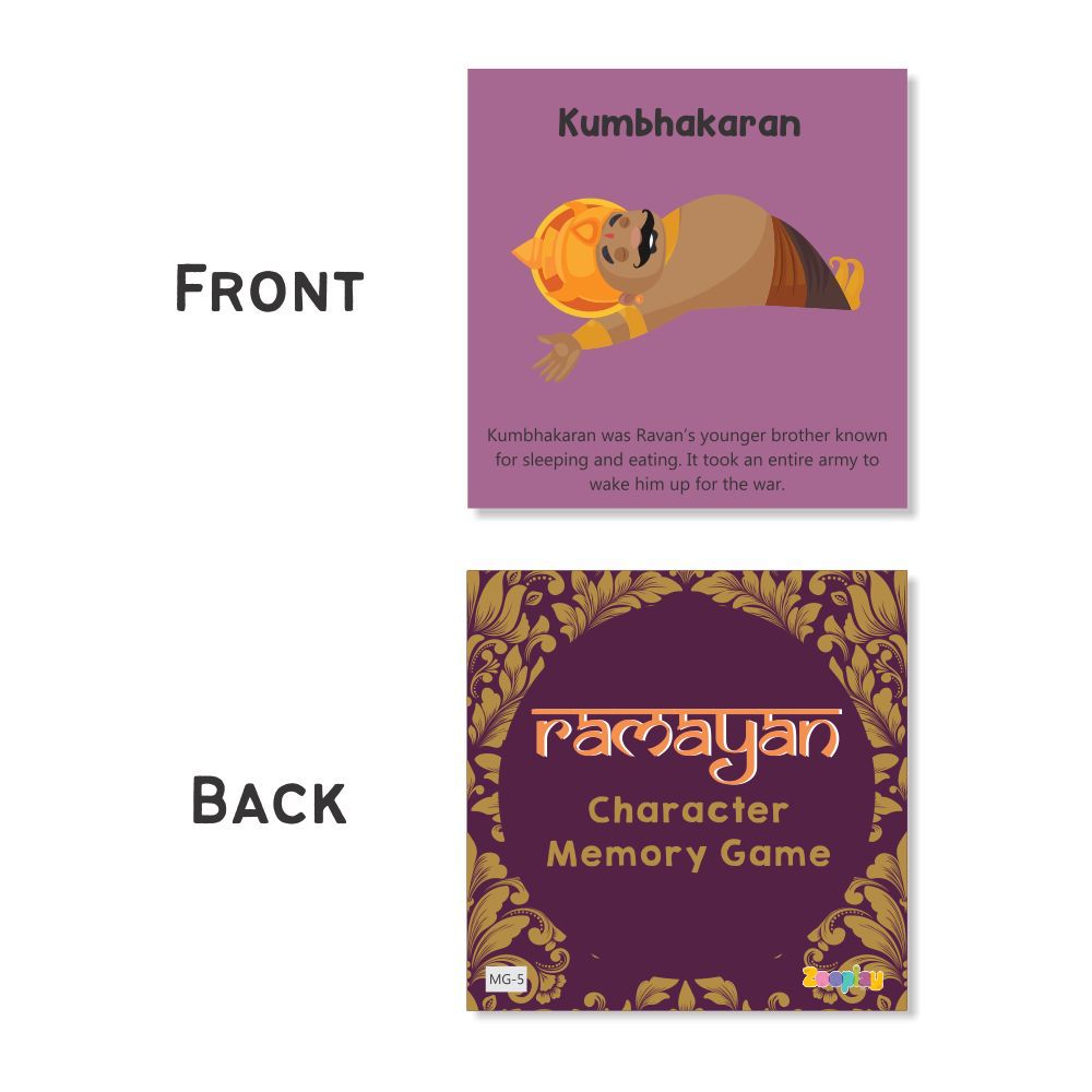 Ramayan Character Memory Card Game Flashcards -Pack of 30( Includes 15 Character)