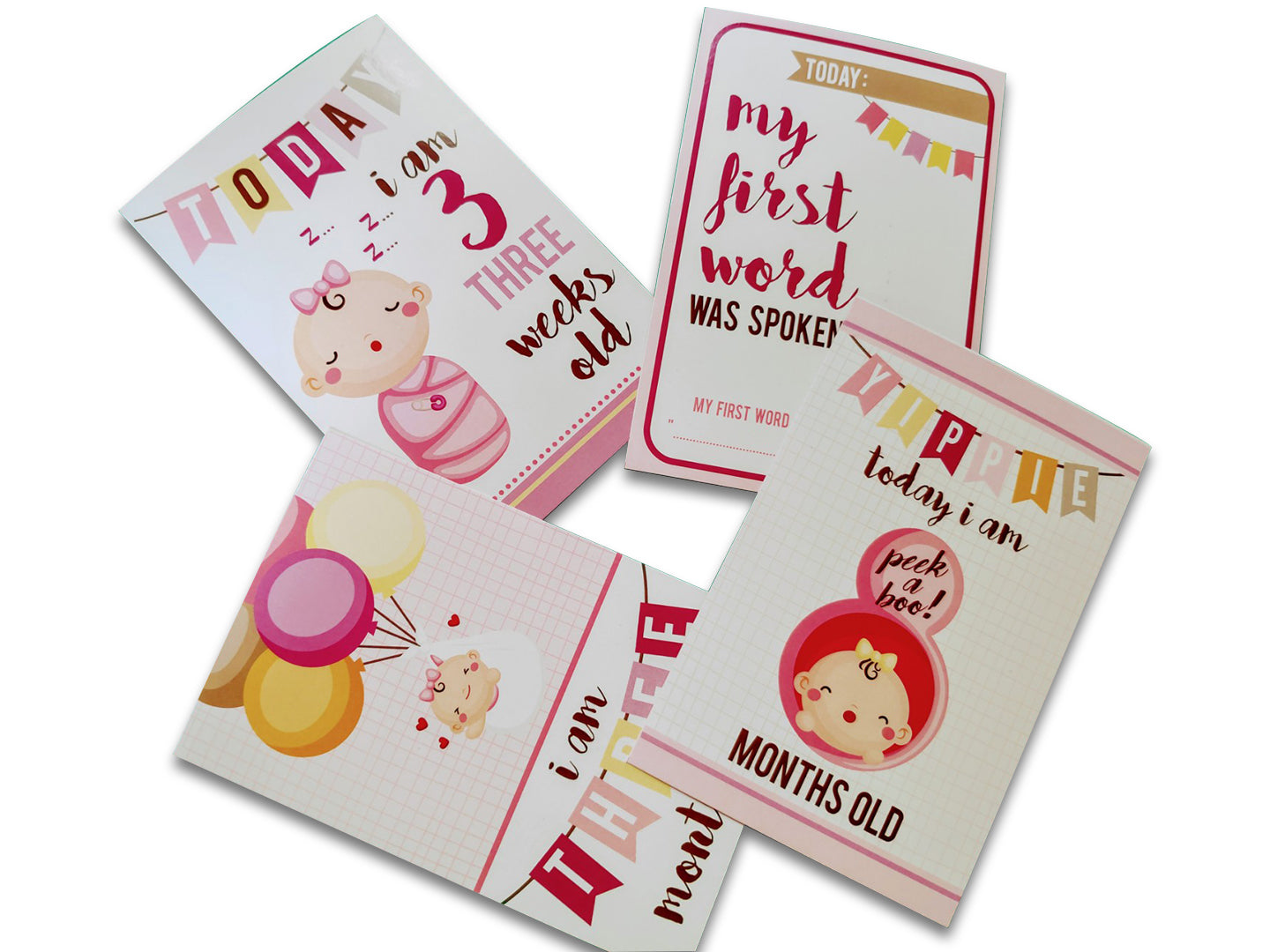 Baby Girl milestone cards - Pack of 24