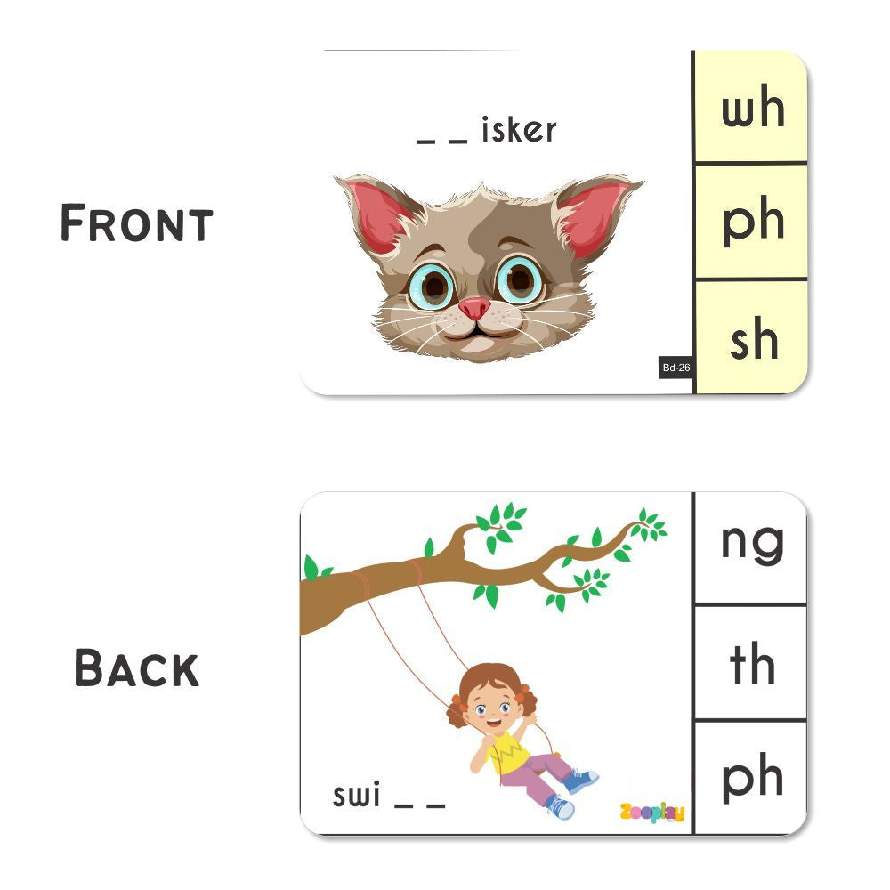 Phonics blends and diagraphs activity Flashcards- Pack of 32