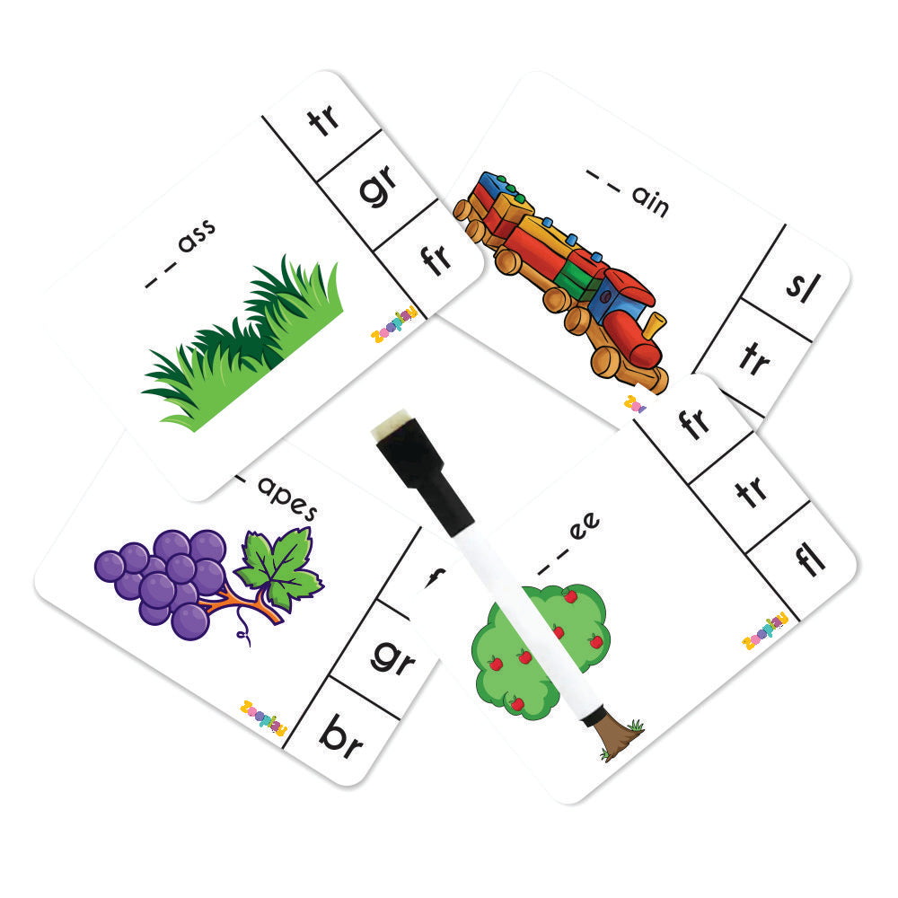 Phonics blends and diagraphs activity Flashcards- Pack of 32